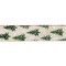 Designer's Shop WR 63-5180 Holiday Glitter Pine trees and snowflake on Burlap linen wired edge ribbons 2.5" x 10 yards
